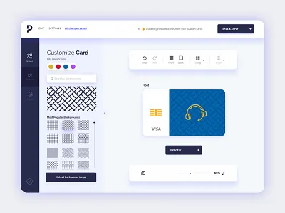 Custom Payment Card Editor UI Design dashboard figma image editing image editor software ui ux web design