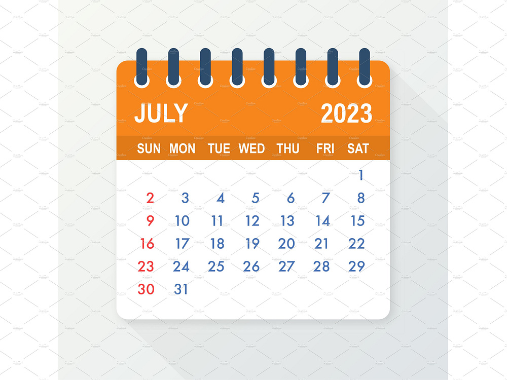 July 2023 Calendar Leaf. Calendar by DG on Dribbble