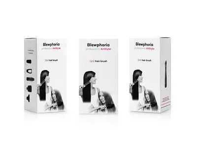 Blewphoria Professional Airstyler Hair Dryer Box Package Design box packaging hair dryer label design product packaging professional