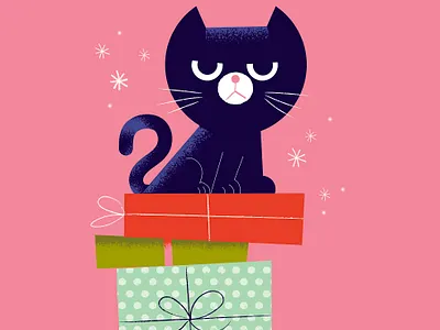 Not a Christmas person animals bah humbug cat character christmas christmas card cute digital illustration illustration presents x mas