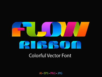 Flow Ribbon Font Vector