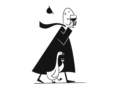 Man and goose adobe illustrator art black and white brush cute drawing goose graphic design illustration ink line man people vector