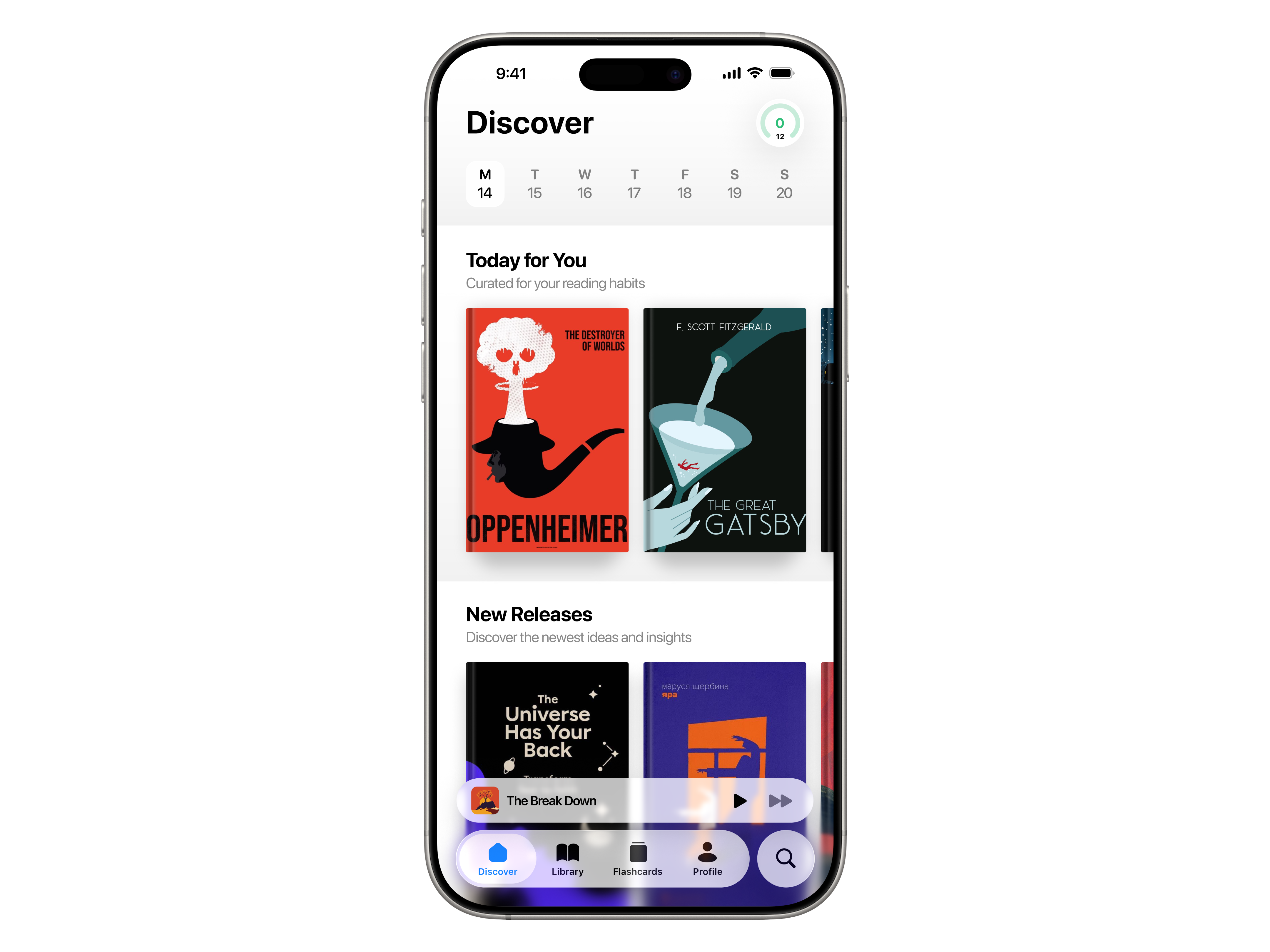 Wiser - Book Summaries app audio blinkist book books design discover glass homepage ios 26 learn liquid listen mobile app reed sedef dilek summaries ui ux wiser