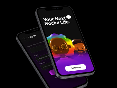 Social App Walkthrough 3d 3d human dark dark mod design illustration login mobile app sedef sedef dilek social social app ui ux walkthrough