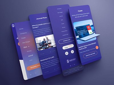 Software Company (Some Mobile Screens) blog cases screen company development footer links menu mobile mvp news portfolio review social social media software startup ui web