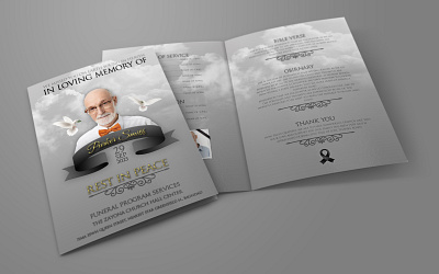 Memorial and Funeral Program Bi Fold Brochure Template business corporate design flyer illustration leaflet logo