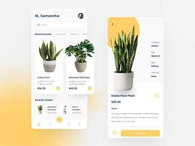 Plants Mobile App Design android app app design clean design ecommerce ios minimal mobile mobile app plant shop store ui ux