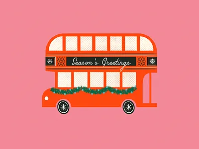 Drawcebmer day 15 - season's greetings bus christmas england feminine holiday illustration london mid century texture vintage