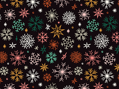 Colorful Snowflake Pattern christmas fabric feminine holiday illustration mid century pattern snow snowflake surface texture vintage