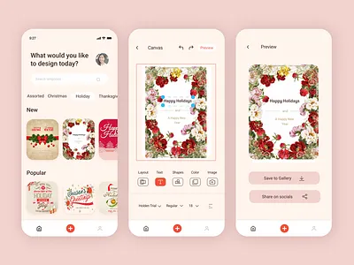 Custom design app concept custom design design holiday cards mobile ui ux