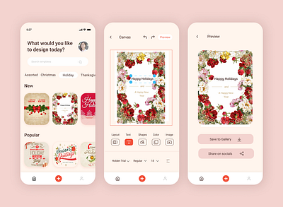 Custom design app concept custom design design holiday cards mobile ui ux