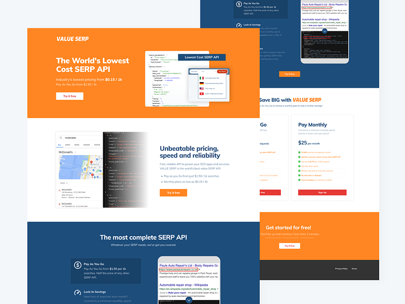 Value SERP - Landing Page Design cro