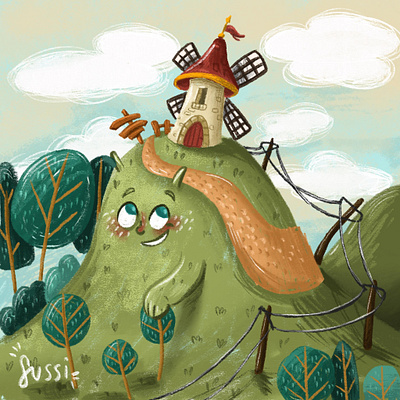 Hill Wind house book illustration cartoon character children book children illustration design drawing illustration