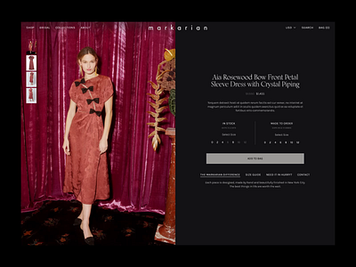 Markarian - Product Page and Add to Bag addtocart animation bag branding cart design ecommerce graphic design interaction motion graphics pdp productpage shop shopify store typography ui