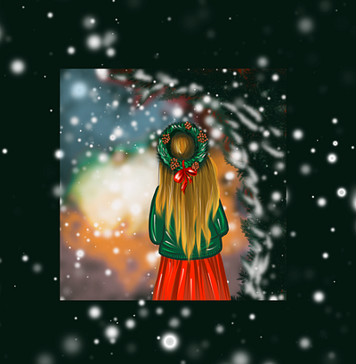 Christmas girl 2d art postcard christmas design illustration procreate