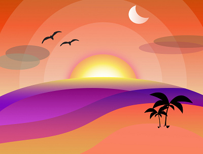 Senjah gradient graphic design illustration landscape sky sunset