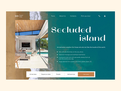 Secluded island design relaxation tour tourism travels ui web