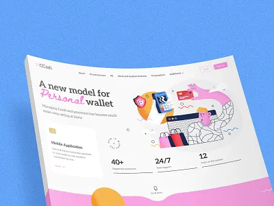 Personal wallet landing page app banking design desktop figma finance illustration interface landing mobile pay personal wallet landing page site system ui ux web website www