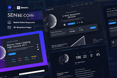 SenbeCoin | Cryptocurrency & Fintech Design bitcoin crypto cryptocurrency design elementor elementor template kit elementor templates ui ui design web wordpress wordpress theme