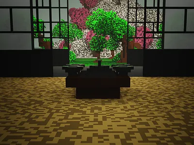 japanese garden 3d 3dart japan japanese garden magicavoxel vox voxel voxel art zen