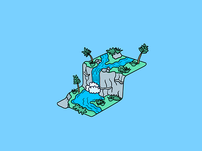tropical waterfall 3d 90s cartoon creek fun illustration lot plants plot river tropical water waterfall