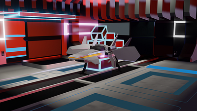 Spaceship Interior 3d design low poly