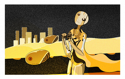 Robot get on a pilgrimage design illustration illustrator