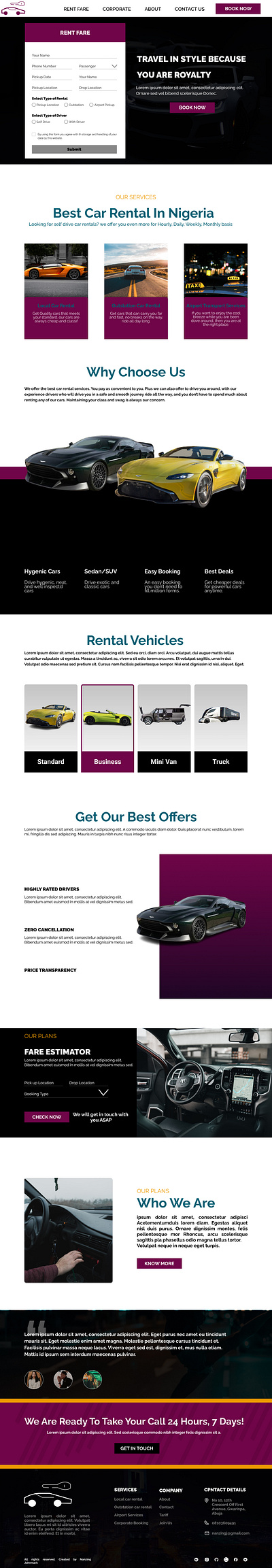 Car Rental Landing page adobe illustrator adobe photoshop design graphics illustration interactive design product design ui uiux design vector web development