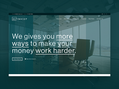 Estinvest - Investment website app branding company corporative creative funding header homepage inspiration interface invest investment investor landing realstate stock trading trending ui ux