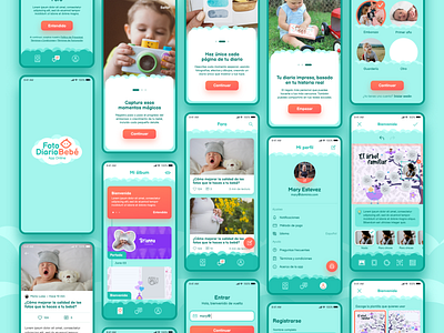 FotoDiarioBebé - App Creativa album aplication app baby branding clouds company corporative creative cute editor inspiration mobile pregnant prototype ui uitrend ux uxdesign xd