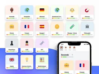 Subjects ! education kartable school student subjects ui