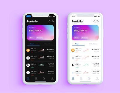 Lite & dark Mode blockchain Wallet UI blockchain design blockchain designer blockchain wallet ui cryptowallet dark mode fintcech lite mode wallet mobile wallet nft product design visual design wallet