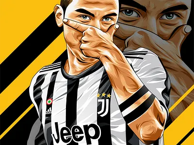 Paulo Dybala Mask cartoon celebration coreldraw design dybala football headshot illustration juventus portrait poster sport vector