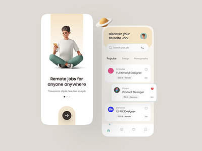 Remote Job App - Mobile Application afghanistan app app design app interface application design job job app job list minimal mobile mobile app mobile application remote remote work ui user interface ux yasir ahmad noori
