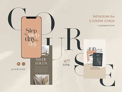 Instagram For eCourse Coach branding branding identity business coach course design ecourse education graphic design illustration instagram template marketing social media study teacher template tutor webinar