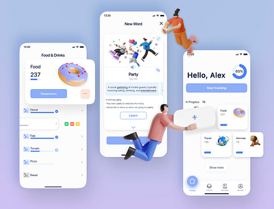 English learning app design 3d app design education english english online graphic design learning app mobile app mobile ui ui uxui