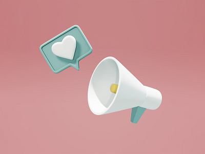 Like 3d 3d art blender3d design geometry heart illustration like media megaphone social