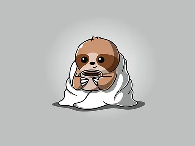 Sloth & Coffee – Cute Cozy Vector Art ☕🦥 art cartoon coffee cute flat illustration sloth vector