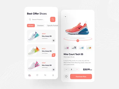 Shoes App UI Design android app app design branding cart clean ui ecommerce ios landing minimal ui mobile ui mobileapp mobileappdesign online shop shoes shoes app shoes store store app uiux woocommerce