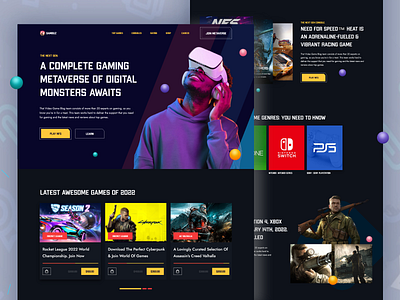 Gambuz - Game Shop Landing Page app clean dark design designsketch dotpixelagency financial game game design game shop game store game ux games gaming iso landing page nfs psi steam streaming