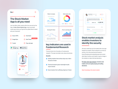 Stox I Stock Market Mobile App Website Mobile Responsive clean homepage interface design landing page minimal mobile responsive mobile responsive design mobile ui modern responsive responsive design responsive website stock market app stock market landing page stock market website ui design visual design web design web responsive website design