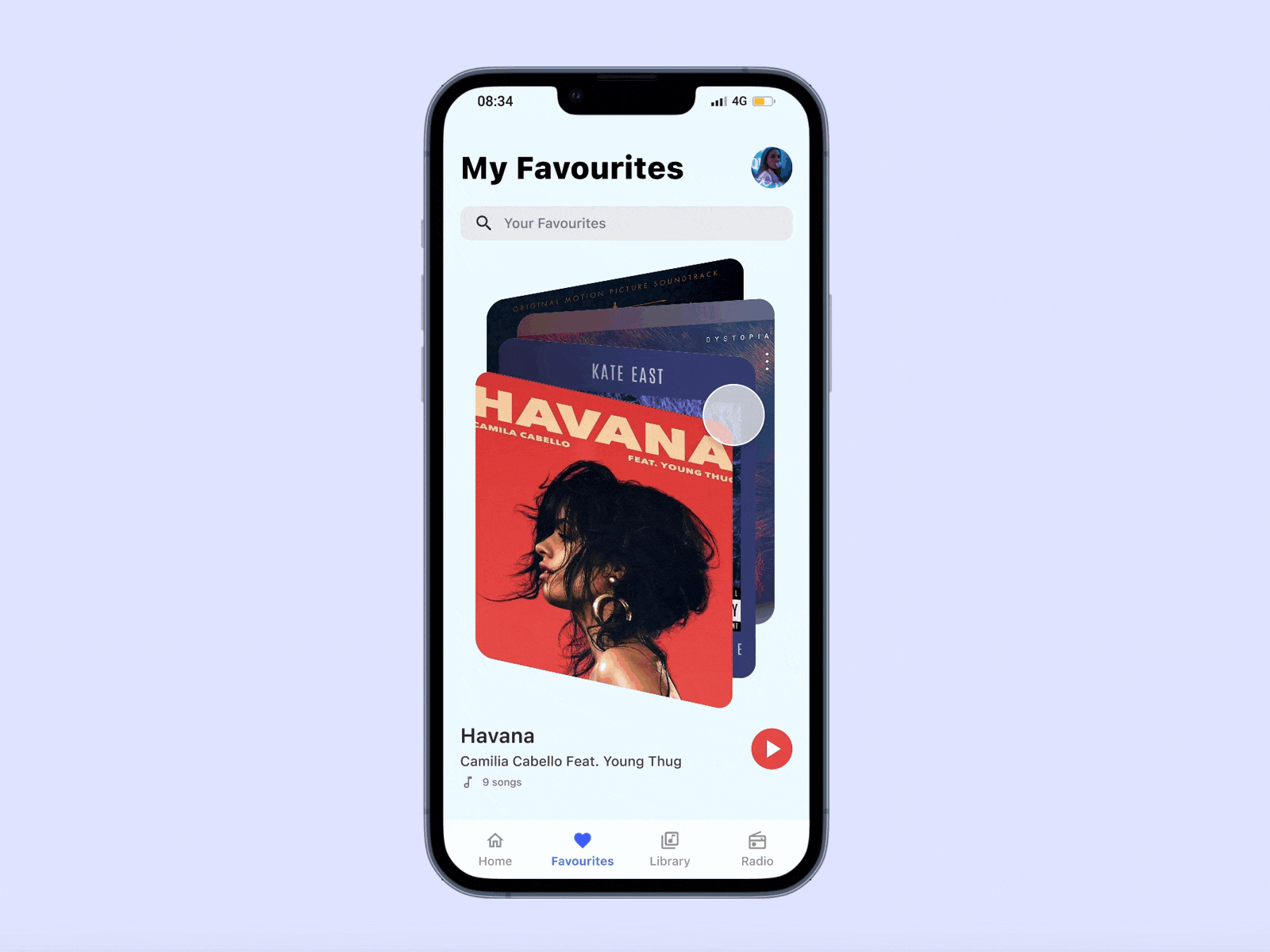 Music app - card animation animation figma prototyping music app ui