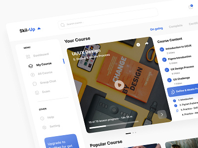 Skil-Up - Online Course Dashboard clean clean design concept course course app course dashboard dashboard design e learning education interfae learning app learning dashboard learning platform learning web online class online course ui ui design web app