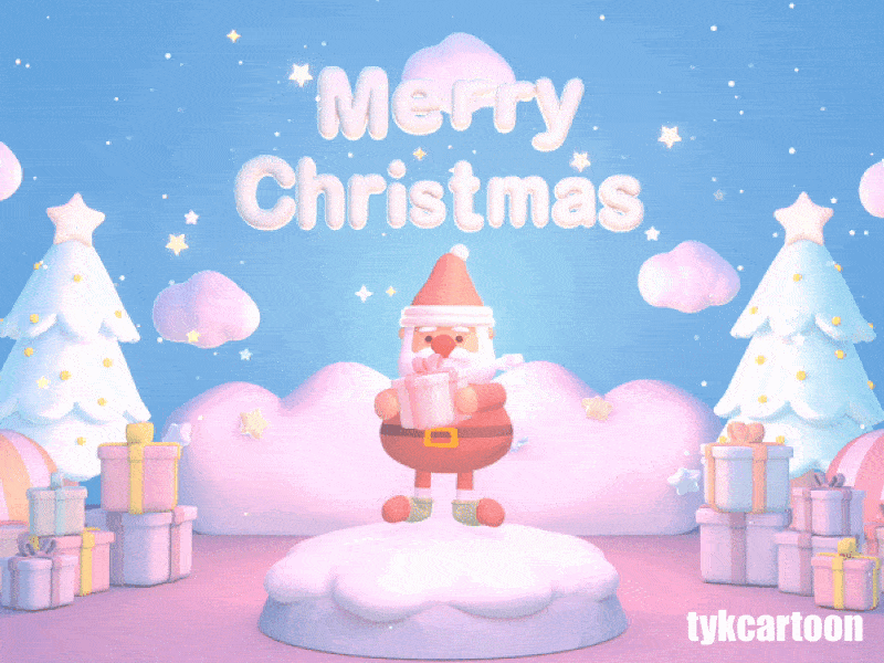 Santa and Gifts 3d animation cartoon character christmas cute dancing gif gift greetings holiday kidsillustration loop santa snow toy tree winter wonderland xmas
