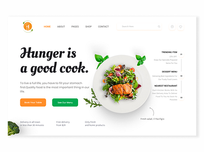 Restaurant Web UI design food web foodapp header homepage landing page minimal popular shot restaurant ui uidesign web web ui website