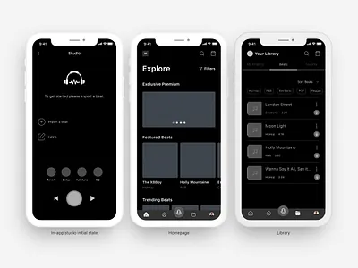 Music Studio App Wireframes app autotune creative design music studio ui ux wireframes