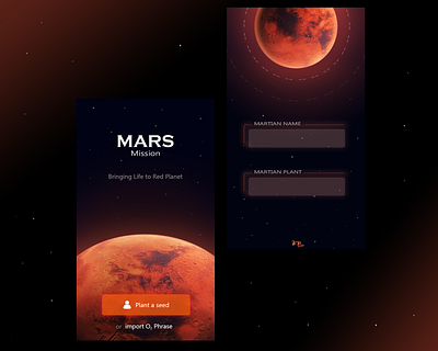 UI DESIGN LOGIN SCREEN IDEA FOR - FICTIONAL APP adobe photoshop adobe xd app application branding design digital marketing graphic design graphic designing graphics designing mars martian online marketing space design ui ui design user experience user interface ux