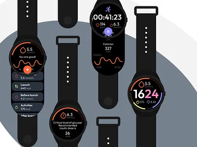 Gluclock Smart Watch diabetes glucometr glucose smart watch uxui