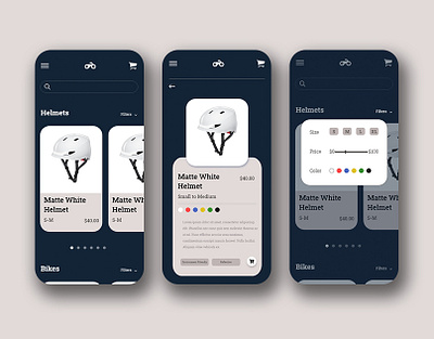 Bikes Accessories Ecommerce App Design accessories adobe xd android app design bike bike app branding design ecommerce figma mobile app design ui ux