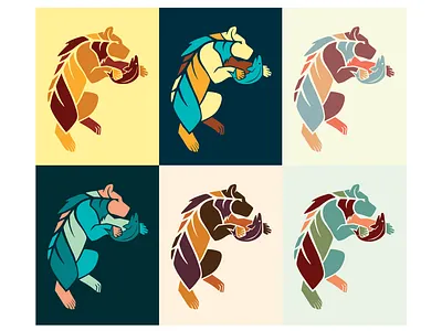 GrizLeaf abstract bear bohemian color design geometric graphic design grizzly illustration midcentury minimalist montana mounta mountains nature organic pattern print wildlife